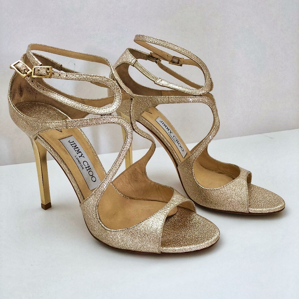 Jimmy Choo Lang TMP Textured Metallic Size 38